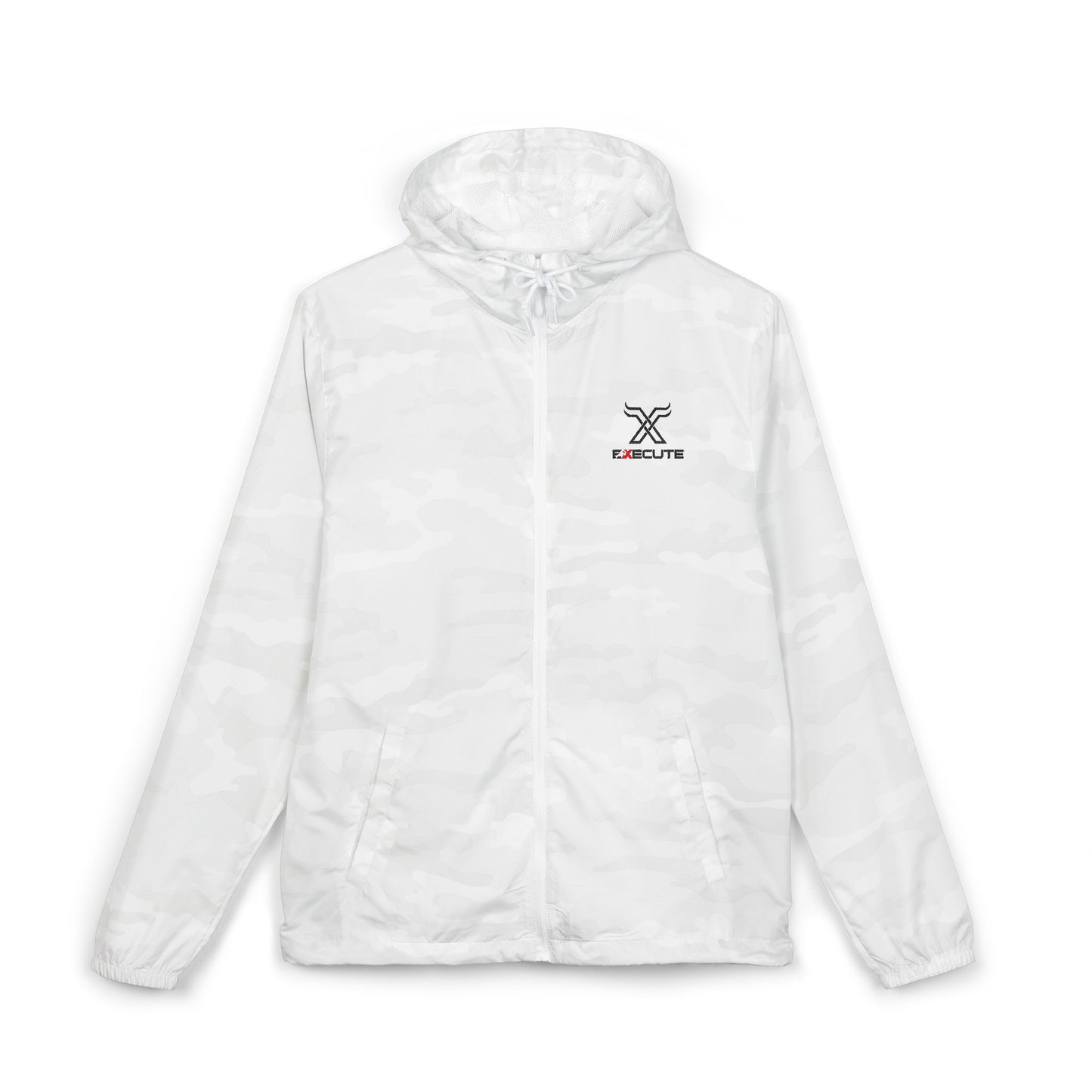 Windbreaker Jacket — Minimal Crossed Swords Logo (White Camo)