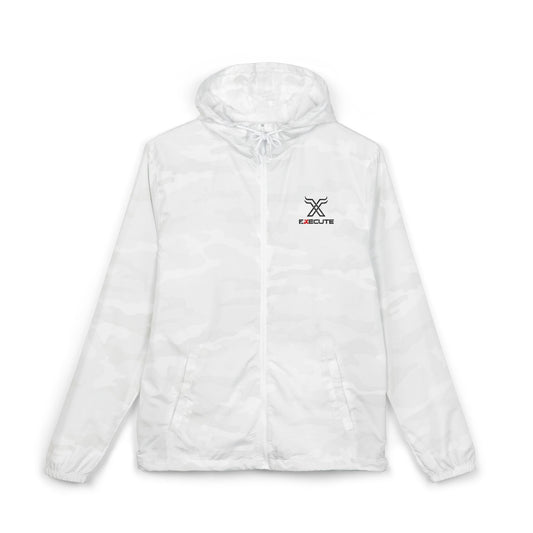 Windbreaker Jacket — Minimal Crossed Swords Logo (White Camo)