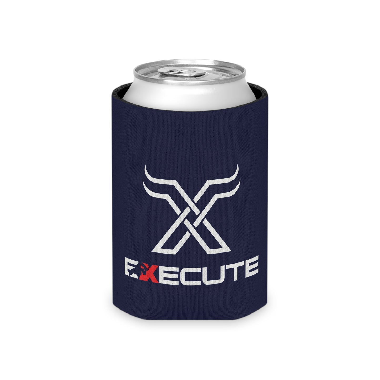 Execute Logo Can Cooler – Navy Beer Koozie with Bold 'EXECUTE' Design