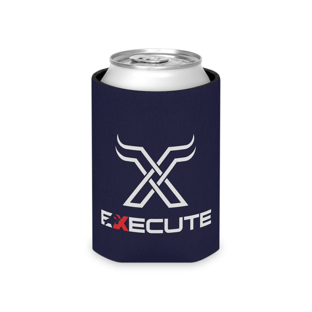 Execute Logo Can Cooler – Navy Beer Koozie with Bold 'EXECUTE' Design