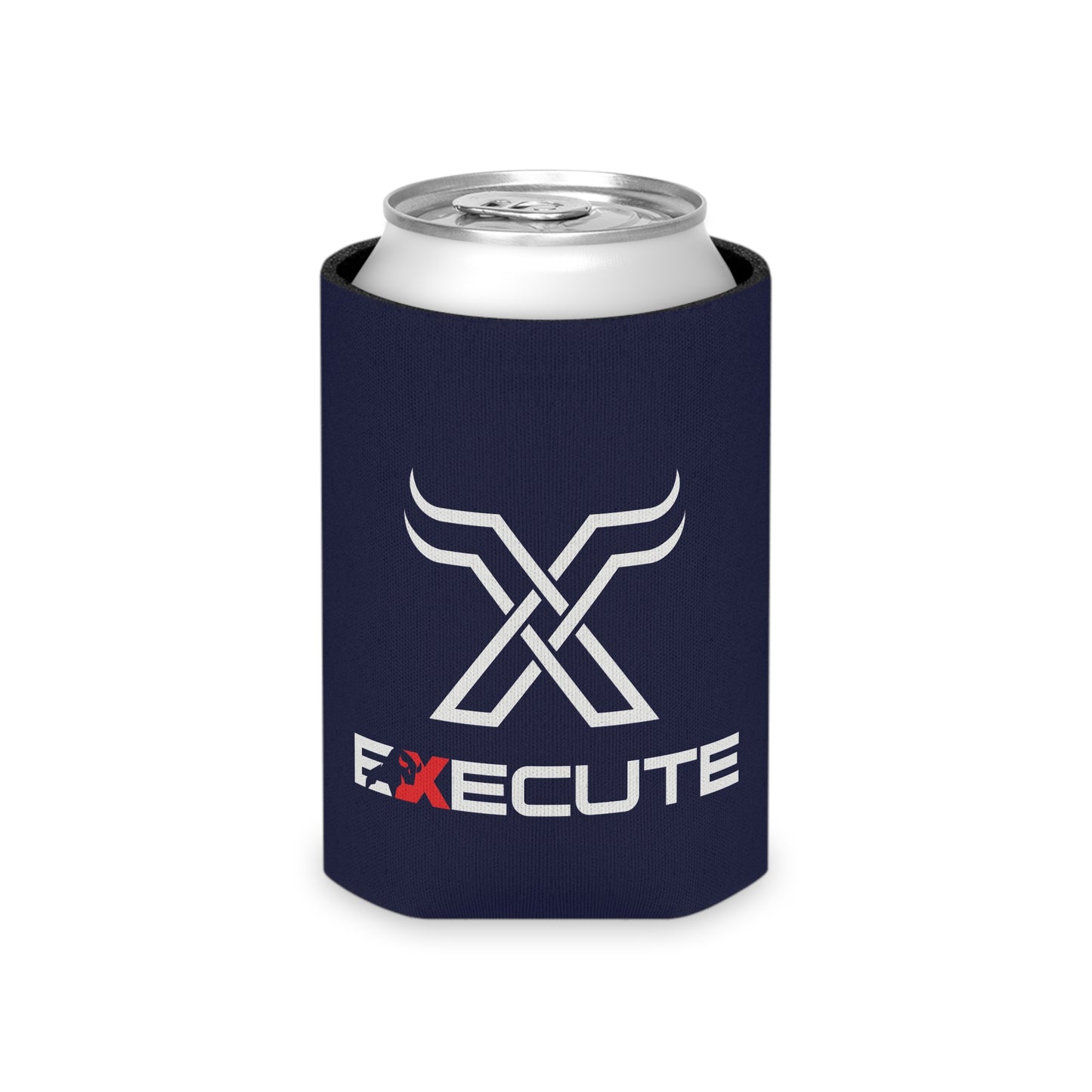 Execute Logo Can Cooler – Navy Beer Koozie with Bold 'EXECUTE' Design