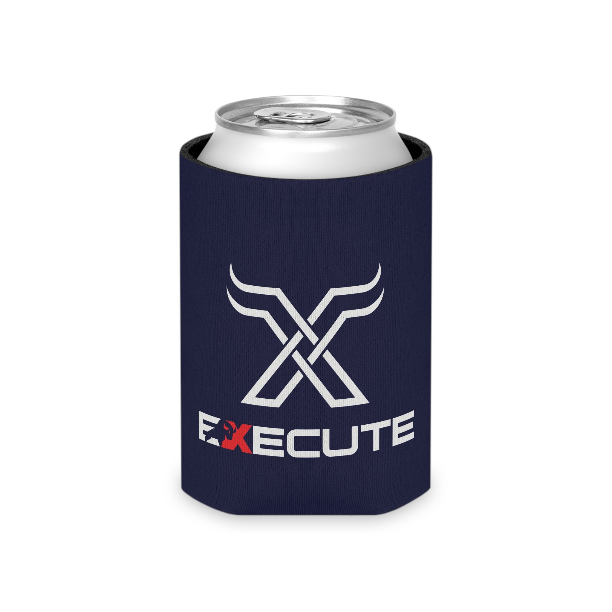 Execute Logo Can Cooler – Navy Beer Koozie with Bold 'EXECUTE' Design