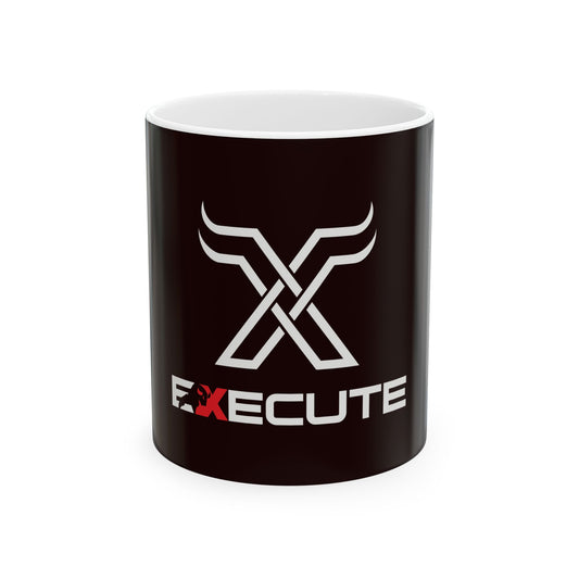 Execute X Logo Ceramic Mug — Motivational Black Coffee Cup (11oz & 15oz)