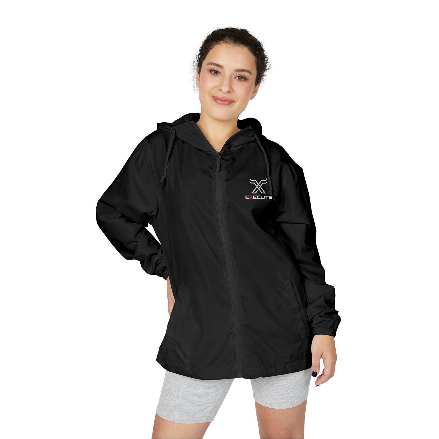 Windbreaker Jacket — Minimal Crossed Swords Logo (White Camo)