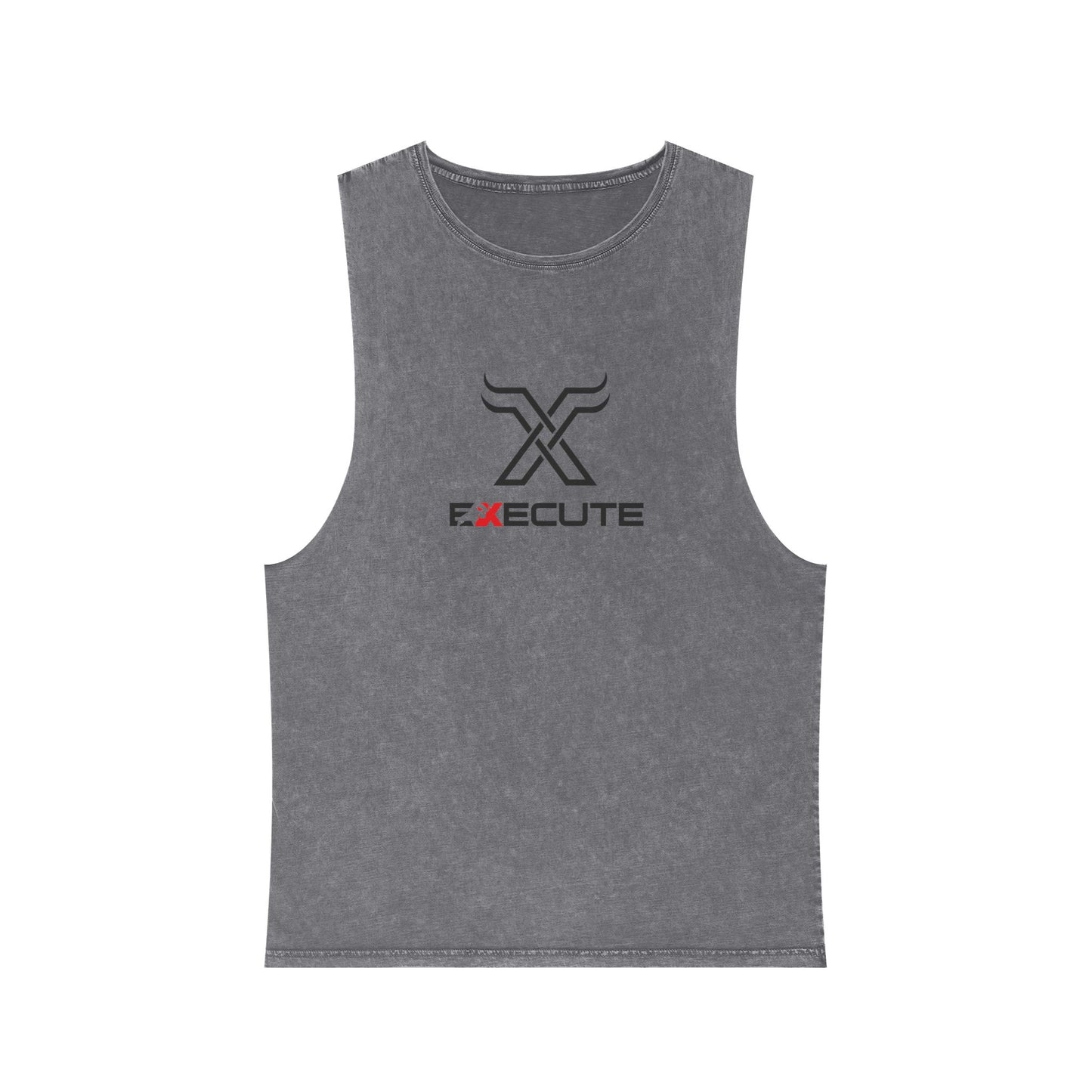 Execute Logo Stonewash Tank Top — Athletic Muscle Tee with Minimalist X Emblem