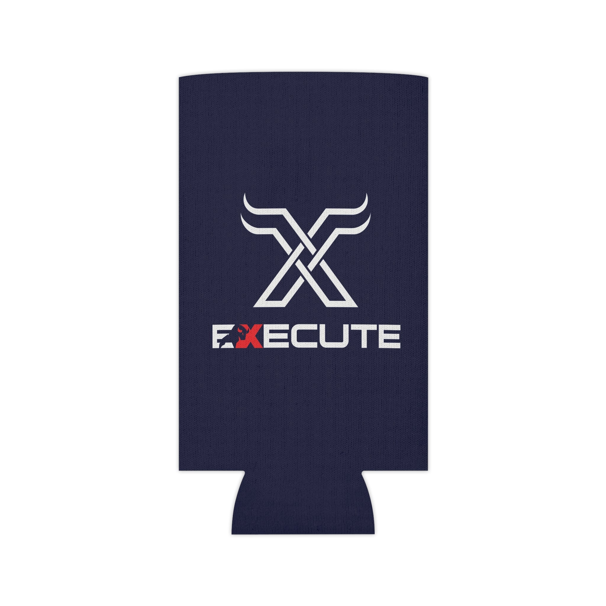 Execute Logo Can Cooler – Navy Beer Koozie with Bold 'EXECUTE' Design