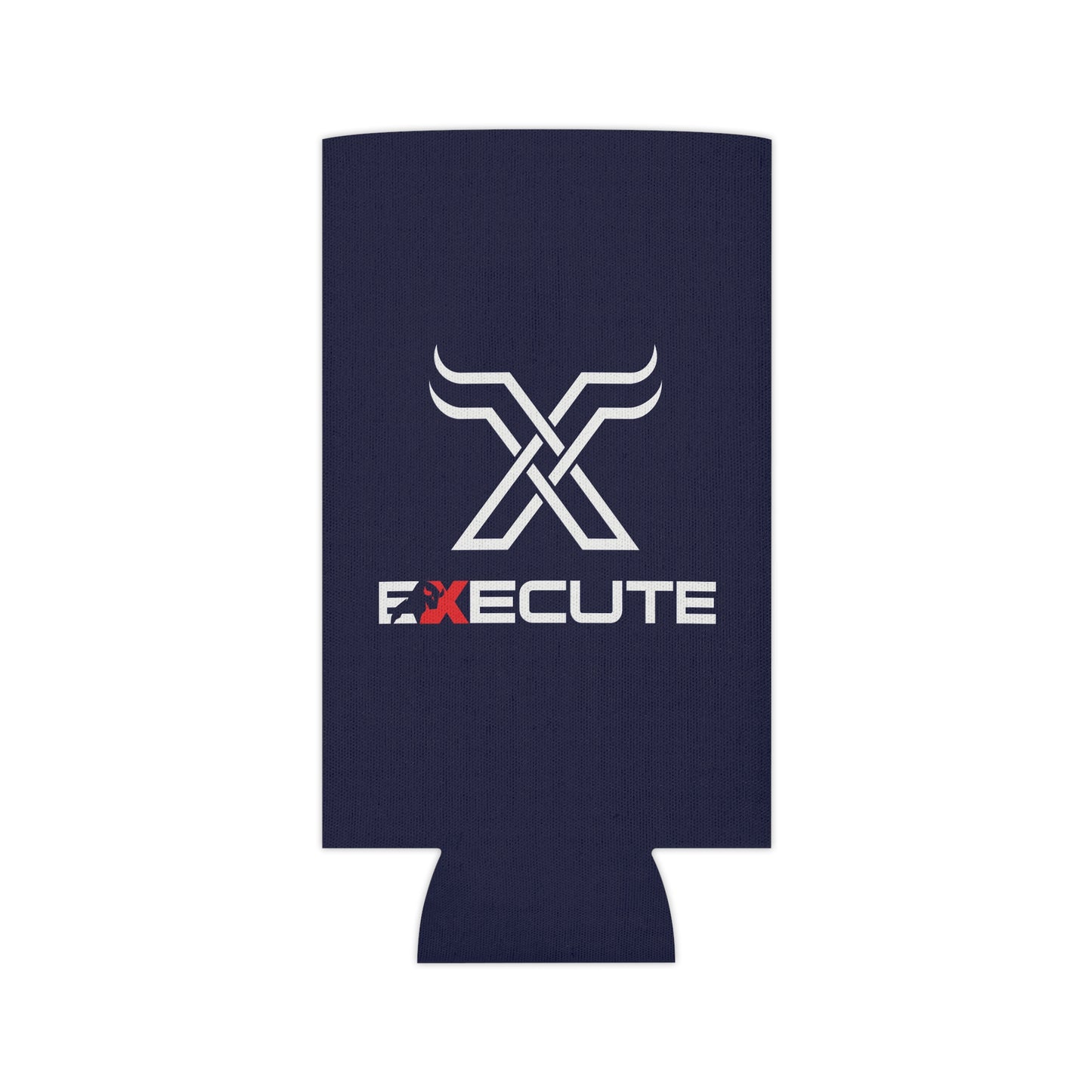 Execute Logo Can Cooler – Navy Beer Koozie with Bold 'EXECUTE' Design