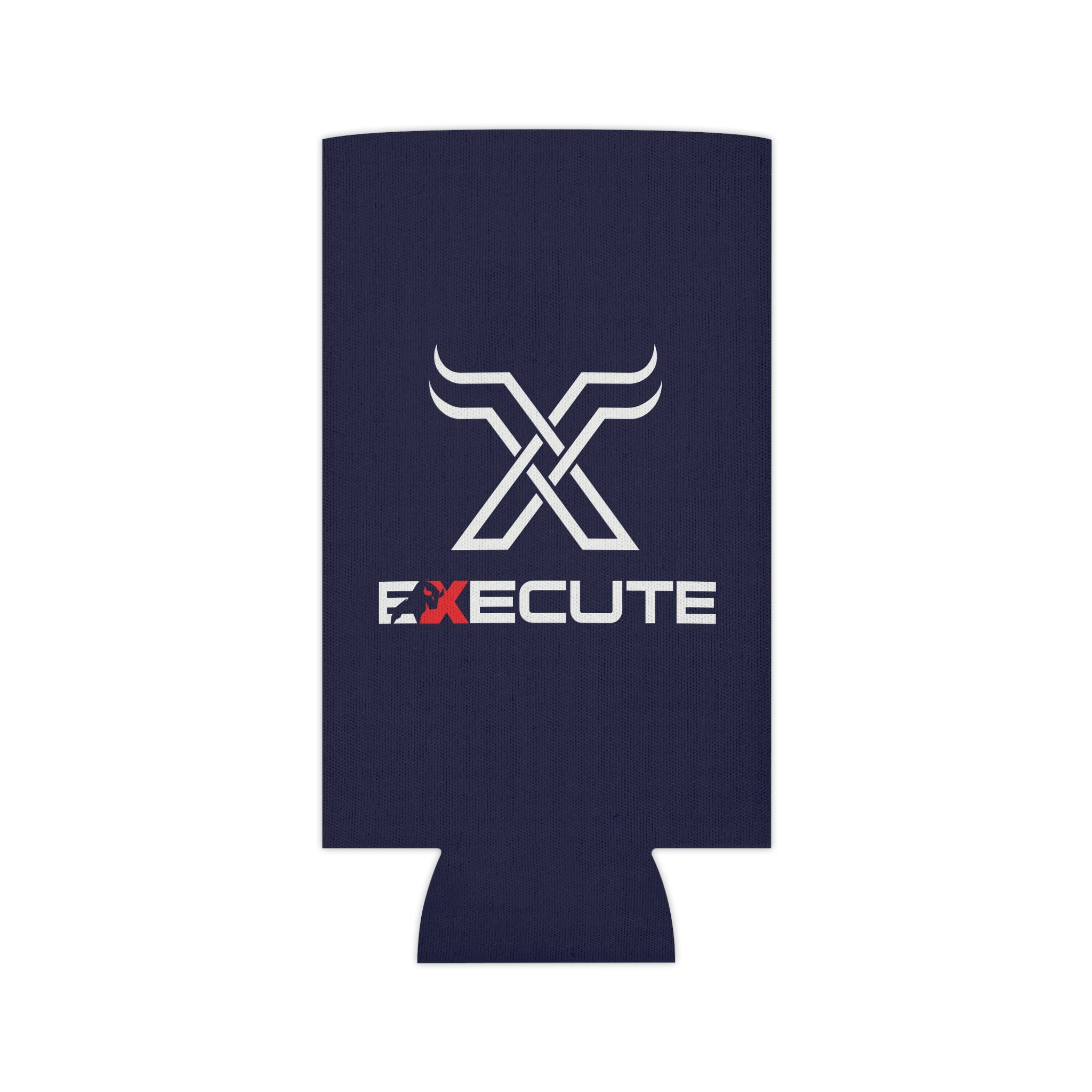 Execute Logo Can Cooler – Navy Beer Koozie with Bold 'EXECUTE' Design